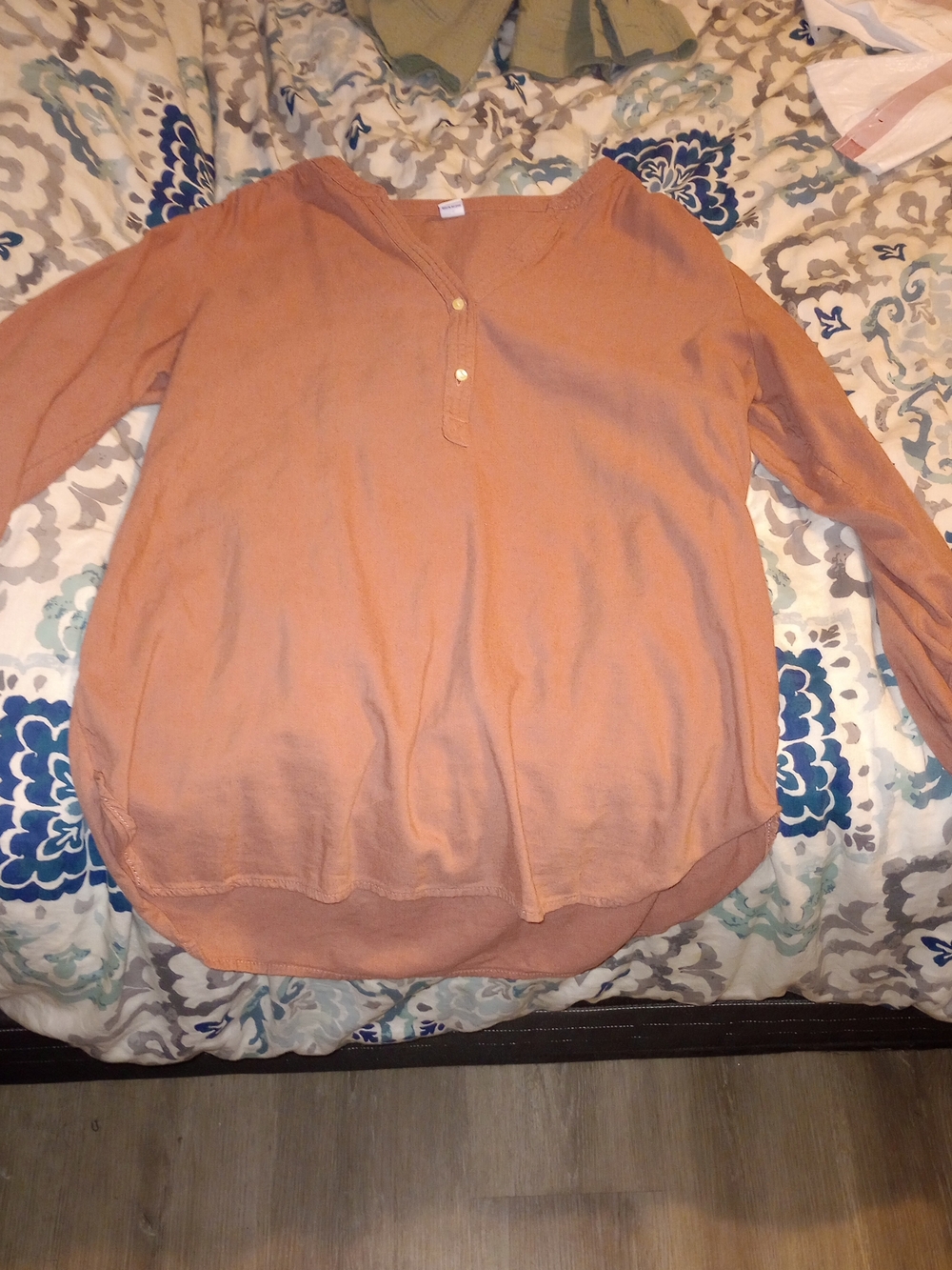 Old Navy Women's Long Sleeve Henley Tunic Pinkish Pink Size Large